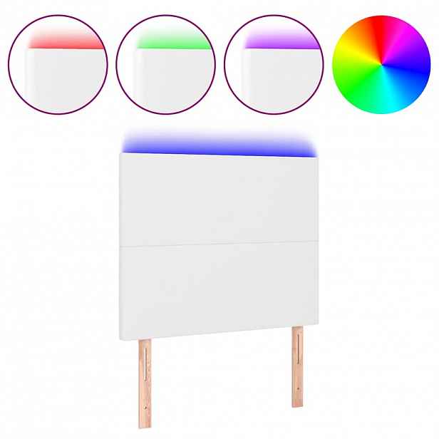 vidaXL Čelo postele s LED bílé 90x5x118/128 cm umělá kůže