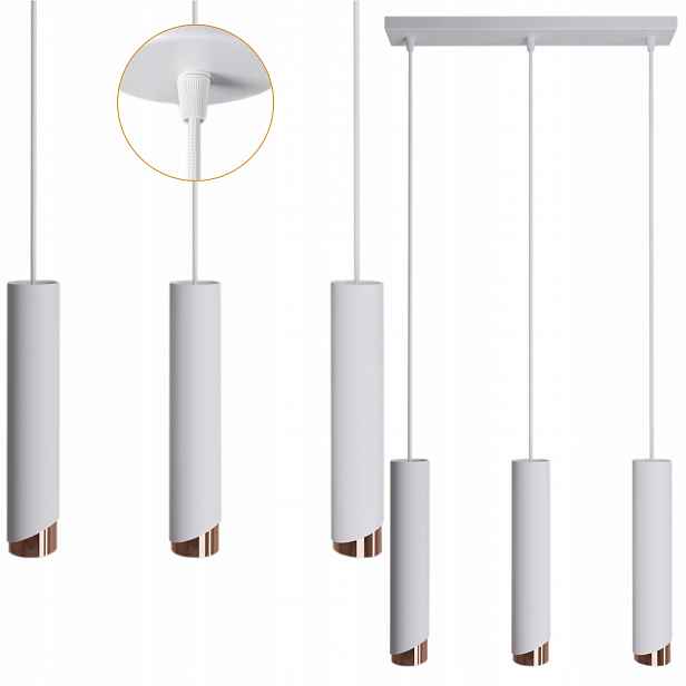 Závěsná lampa Bragi 3 bodová, 3XGU10 bílá měděná Moderní Tuby