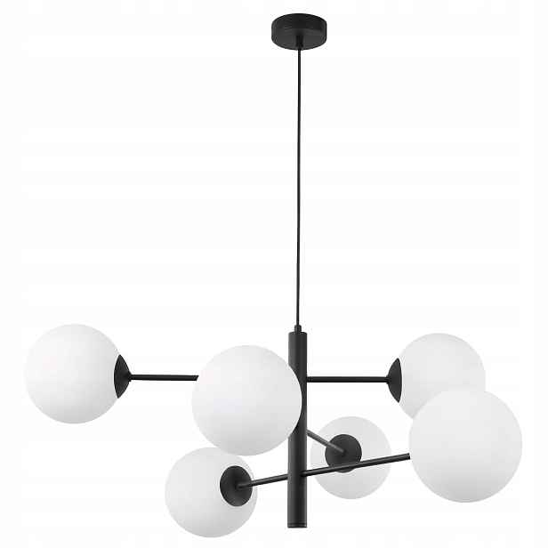 Závěsné Stropní Svítidlo Černá Loft Lustr Bílé Koule Moderní Led E14