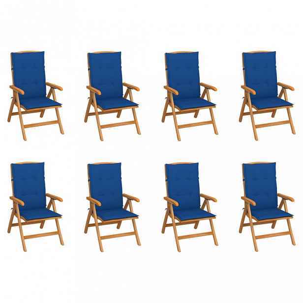 Zahradní židle teak / látka Tmavě modrá
