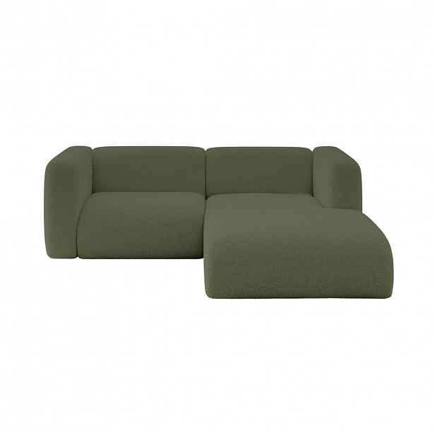 ALTDECOR ROHOVÁ SEDAČKA S PRAVOU OTOMANOU MIRA-L1 227x179x89 Zelená Bouclé