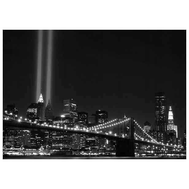 Fototapeta Brooklynský most New York v noci šedá vinylová 312x219 lepidlo