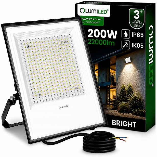 Led Venkovní Reflektor Halogenová Lampa 200W 4000K Voděodolná