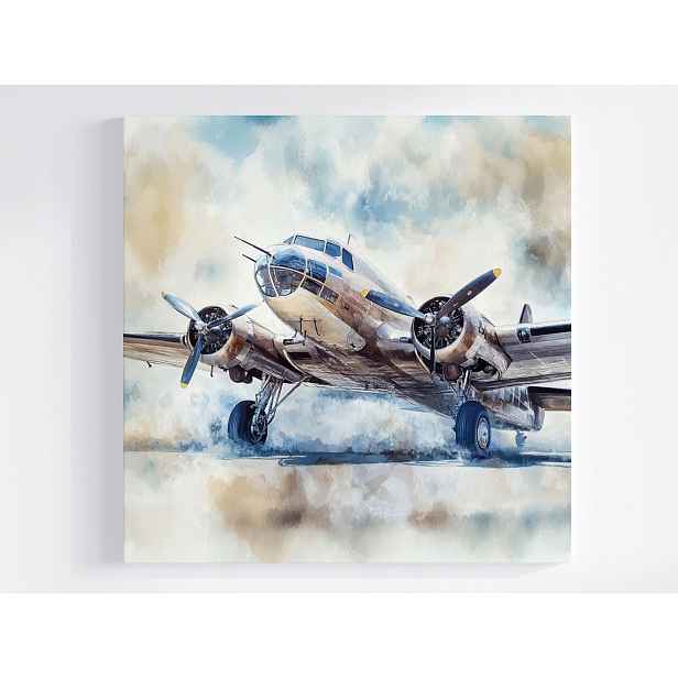 Obraz Na Plátně Canvas Vojenský Letadlo Retro Vintage Akvarel 50x50