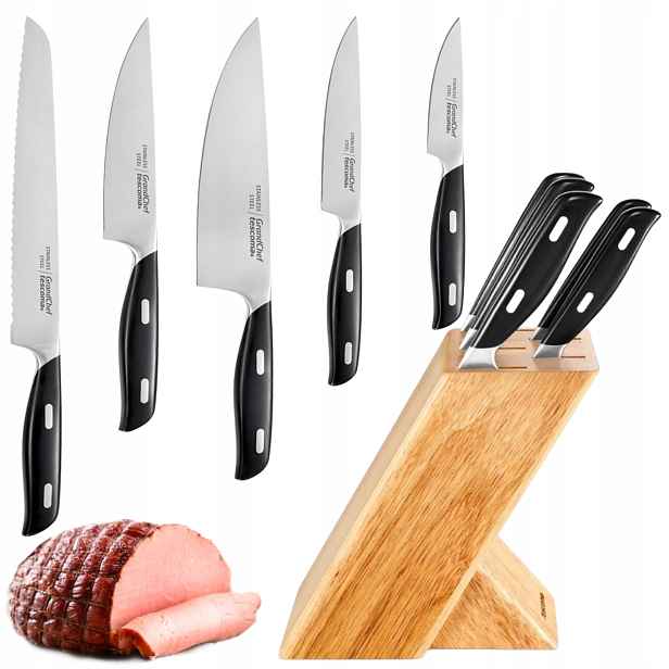 Tescoma Grandchef Sada 5 Ocelových Kuchyňských Nožů V Bloku Ostré