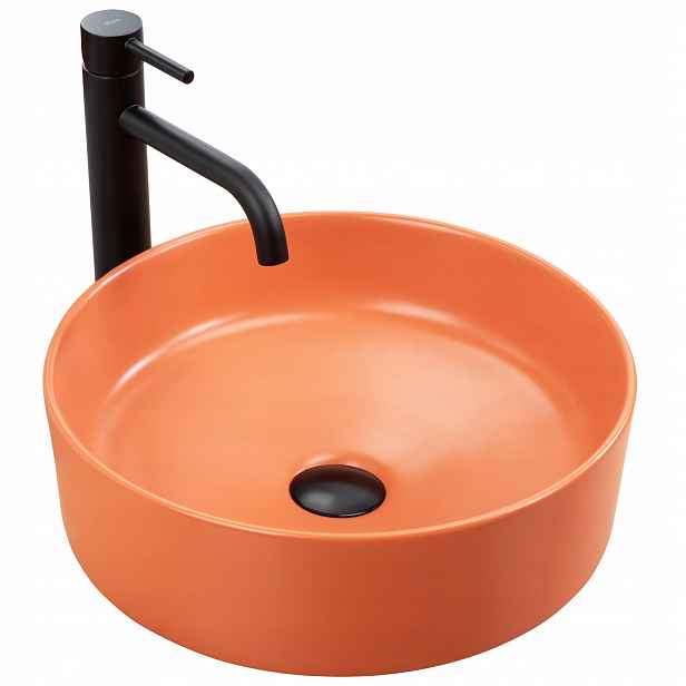 Umyvadlo na desku kulaté oranžové matné keramické 37 cm Sami Terra Rea