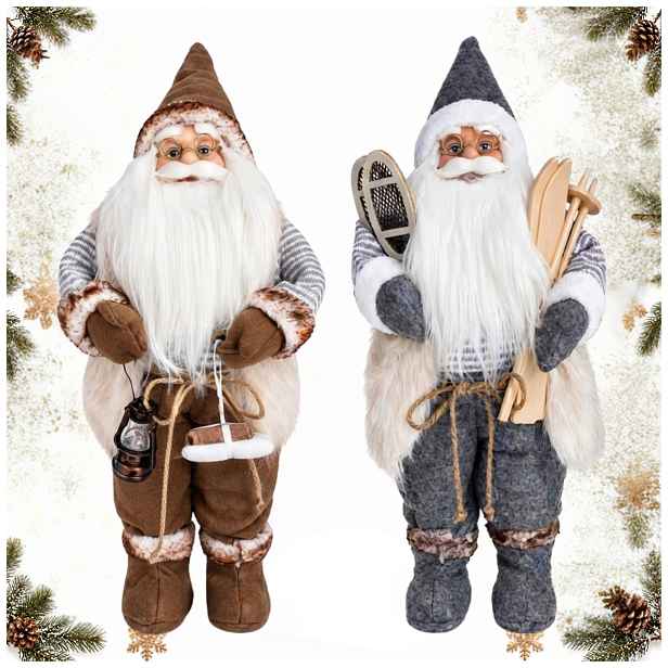 Velký vánoční set 2ks Figurky Svatý Mikuláš Stojící dekorace 45 cm