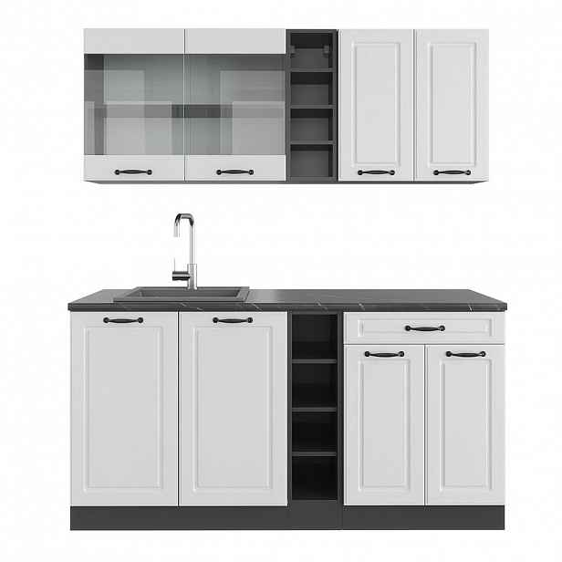 Vicco JEDNOTKOVÁ KUCHYNĚ R-Line Bílý venkovský dům/antracit 160 cm , PD Antracit