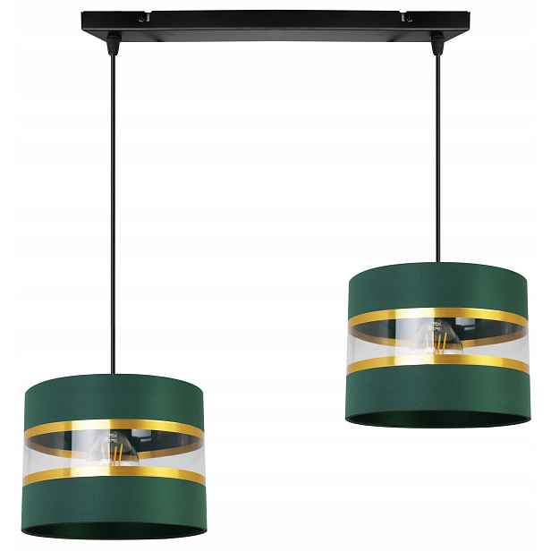 Závěsná Stropní Lampa Lustr Glamour Stínidlo Zlaté Akcenty Zelená