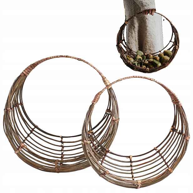 Dřevěný Košík Na Nákupy Zelenina Ovoce Praní velký boho přírodní 2 ks