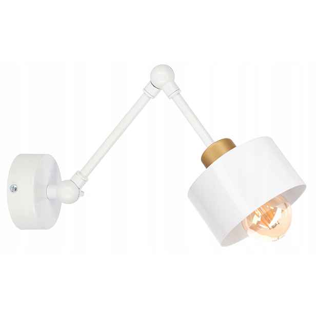 Nástěnná lampa na kloubech Loft, bílá, zlatá nástěnná lampa