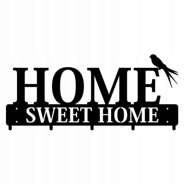 Nástěnný Věšák Na Oblečení 60 cm Pevný Ocel 2 mm Černý Home Sweet Home