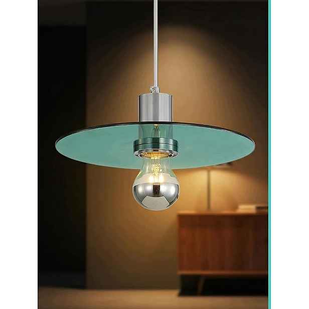 Skleněná závěsná lampa Zelená E27 Chrom Nad stůl Ostrov Retro