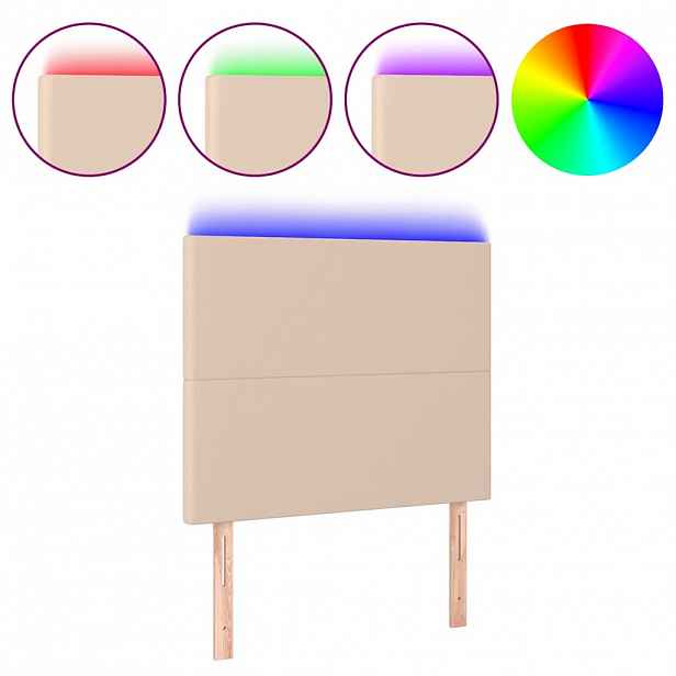 vidaXL Čelo postele s LED cappuccino 90x5x118/128 cm umělá kůže