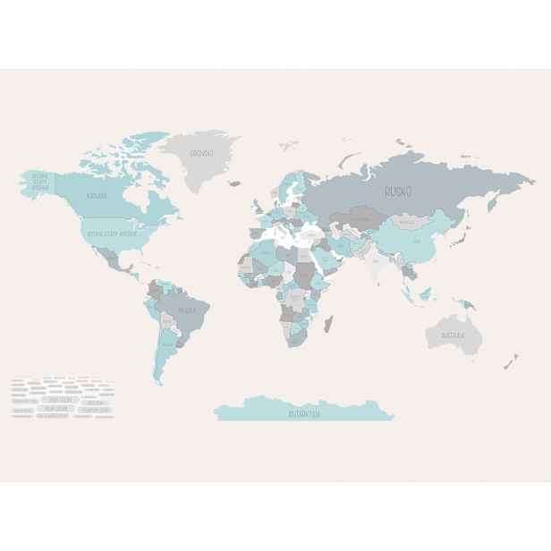 Yokodesign Tapeta Mapa světa modrá Délka: 270 cm