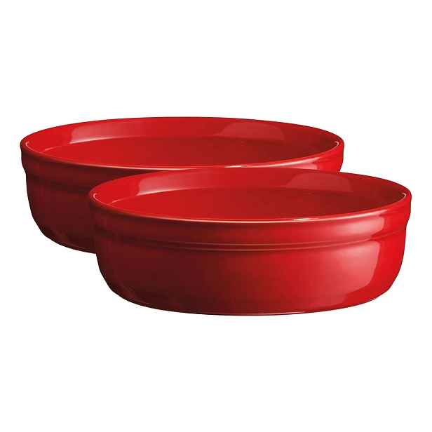 Emile Henry Burgundy Sada misek na Créme Brulée, 13 cm, červená