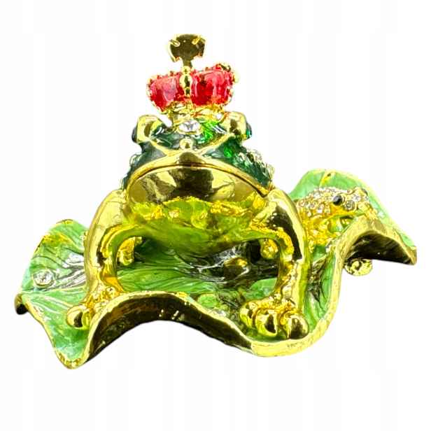 Figurka Soška Žába Na Listu Šperkovnice ve stylu Faberge P23090C