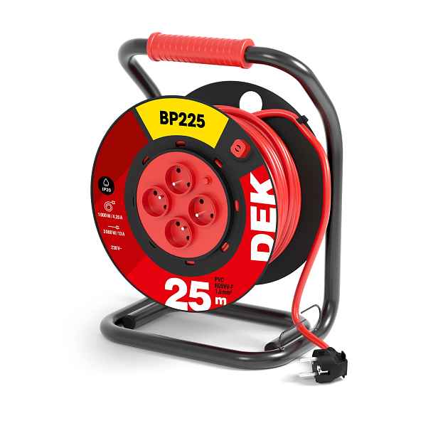 Kabel prodlužovací PVC na bubnu s pevným středem DEK BP225 25 m 1,5 mm2 IP 20