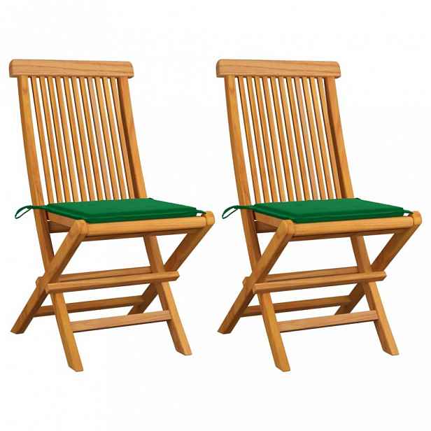 Zahradní židle teak / látka Tmavě zelená