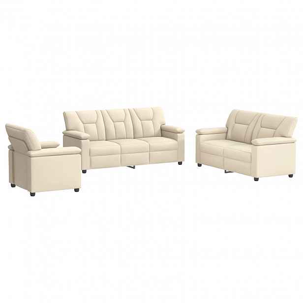 vidaXL Set pohovek 3 pcs Krémová Umělá kůže