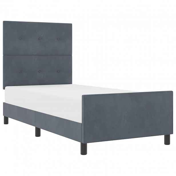 vidaXL Postel s boxspringem s čelo Tmavě šedá 90 x 200 cm samet