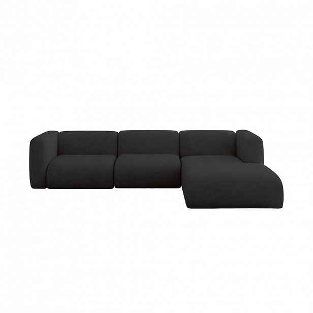 ALTDECOR ROHOVÁ SEDAČKA S PRAVOU OTOMANOU MIRA-L2 318x179x89 Černá Velur