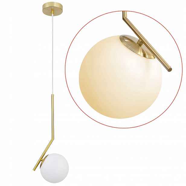Minimalistická zlatá lampa do obývacího pokoje G106 Mléčné stínítko E27 Geometrická
