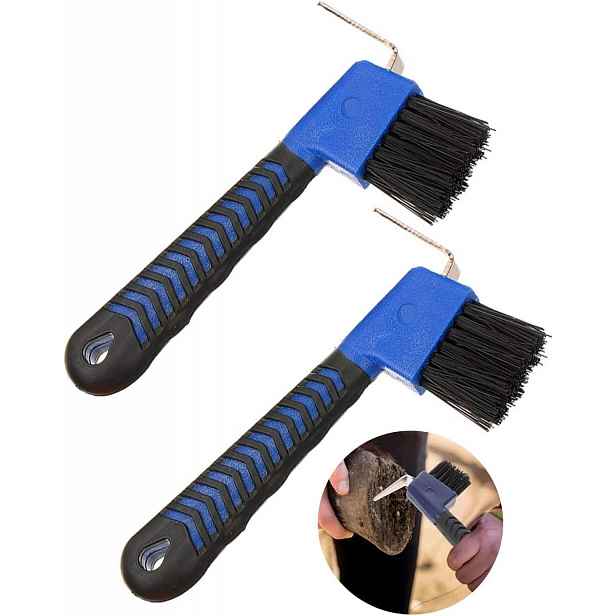 Škrabka Na Kopyta Koně 2 Ks – Kartáč Na Kopyta, Háček, Ergonomická Rukojeť