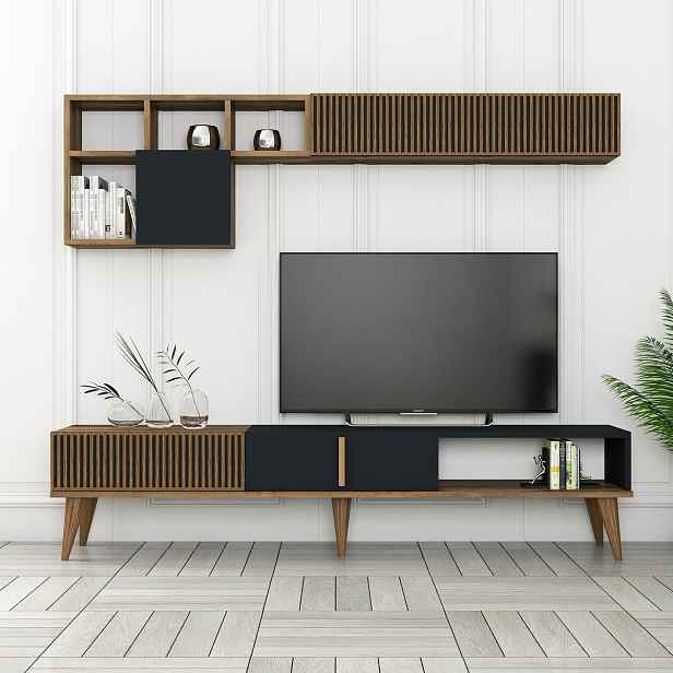 Televizní stěna Milen Walnut and Anthracite