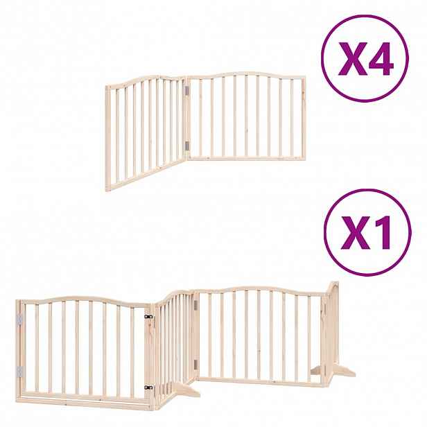 vidaXL Zábrana pro psy s dvířky skládací 12 panelů 960 cm topol