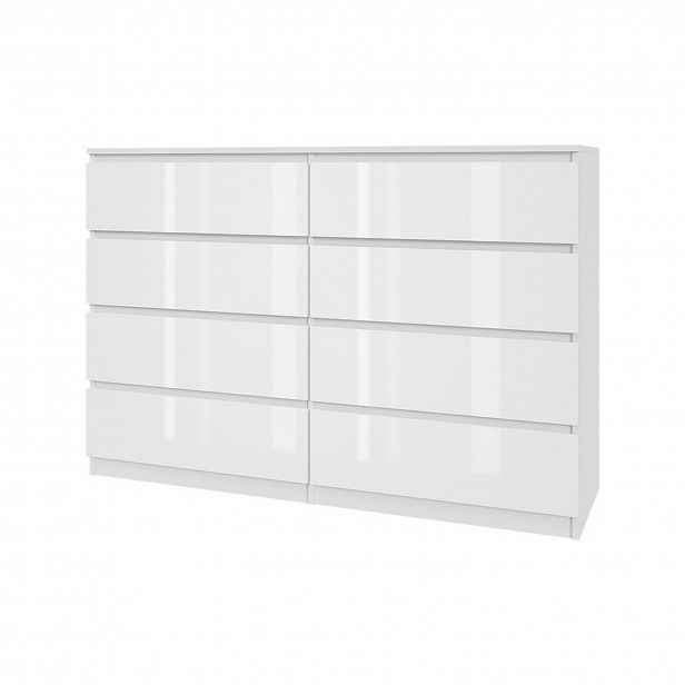 Komoda 140/8 - bílý lesk