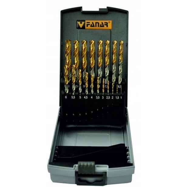 Sada vrtáků 1-10 mm 19ks Hsse Tin CZW-19 Fanar