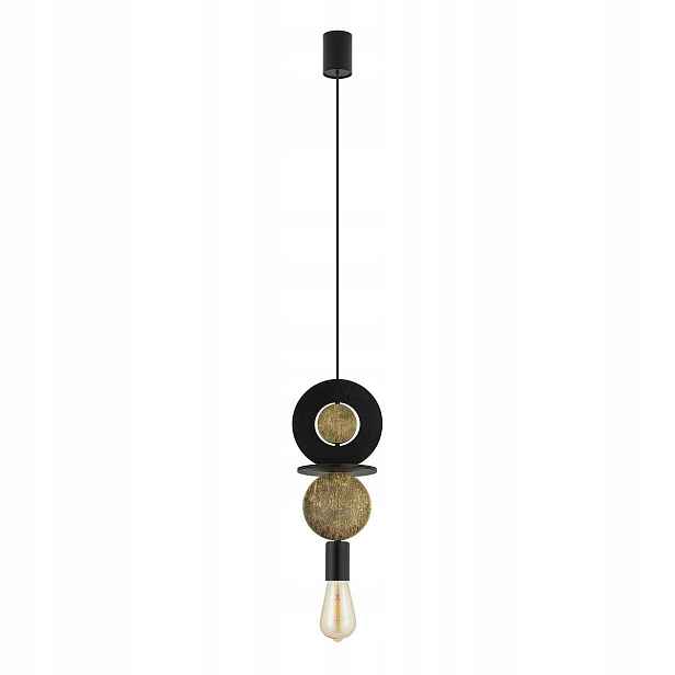 Stropní Svítidlo Drops Wood E Černá Hnědá 1xE27 Závěsná lampa Pokoj Dům