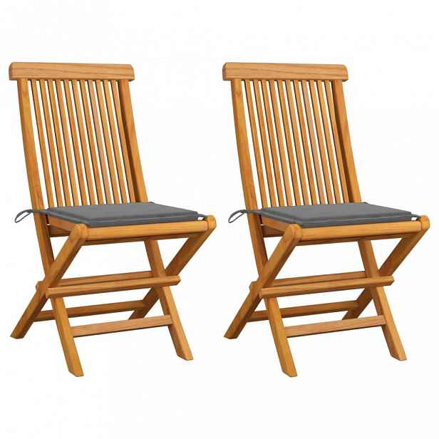 Zahradní židle 2 teak / látka Šedá