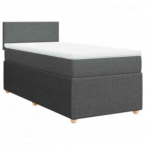 vidaXL Box spring postel s matrací tmavě šedá 90x200 cm textil