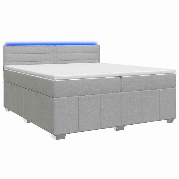 vidaXL Postel boxspring s matrací Světle šedá 200 x 200 cm Textil