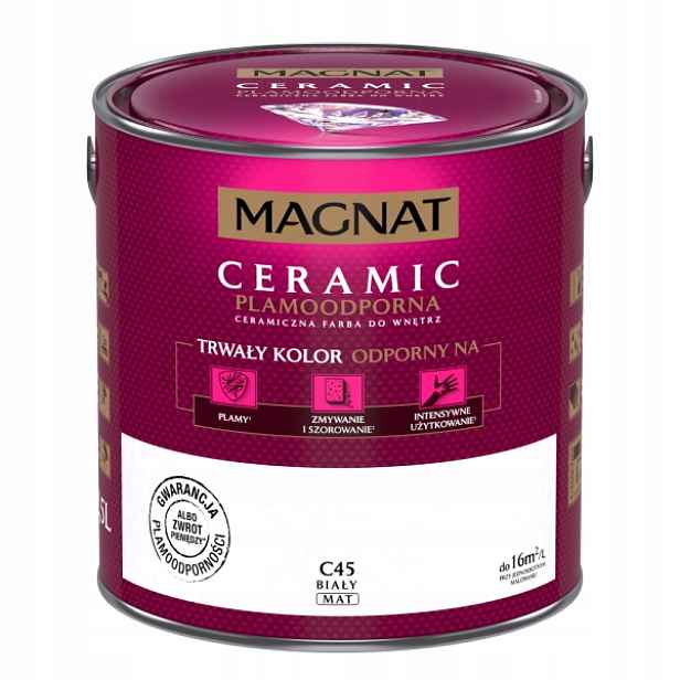 Magnat Ceramic Barva keramická matná odolná vůči skvrnám pro interiéry bílá 2,5L