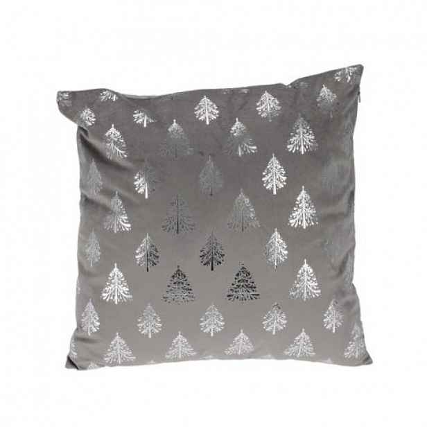 Vánoční dekorační polštářek Velvet, tm. šedá, 45 x 45 cm