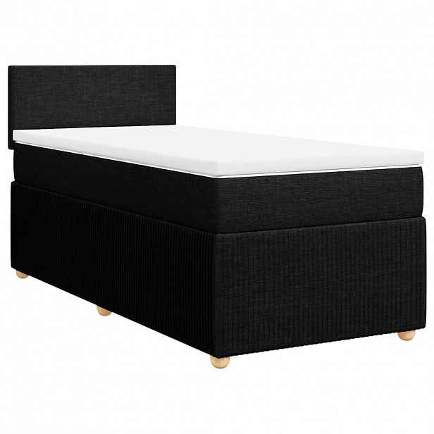 vidaXL Box spring postel s matrací černá 90x200 cm textil