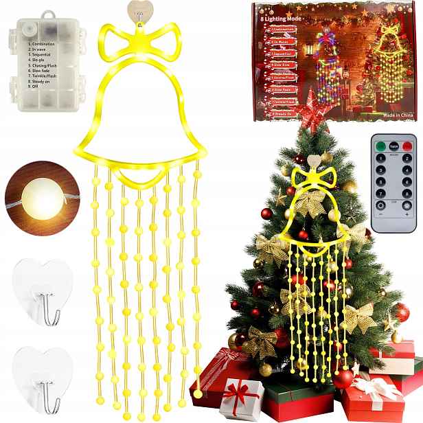 Led Zvonek Svítící Na Baterie, Vánoční Dekorace, 8 Režimů Osvětlení