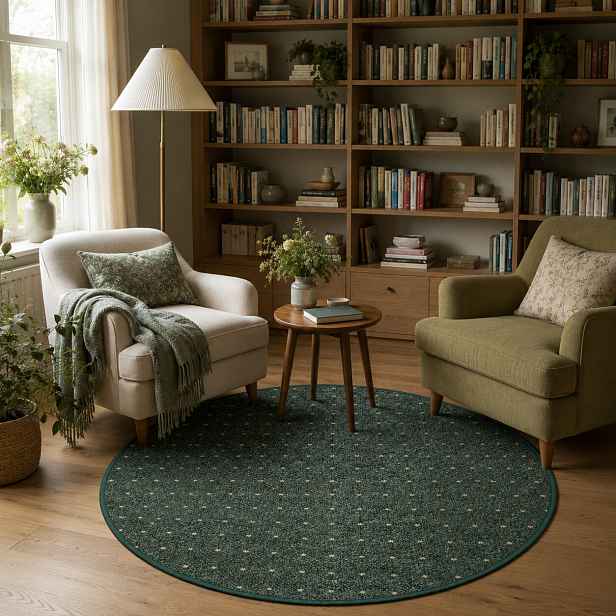 Kusový koberec Udinese zelený kruh, 67x67 (průměr) kruh, zelená, chodba / předsíň, Condor Carpets