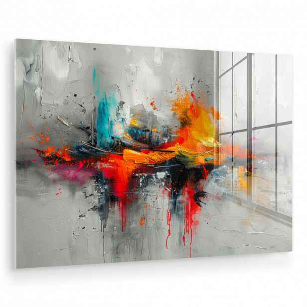 MuchoWow OBRAZ NA AKRYLOVÉM SKLE Moderní umění - Oranžová - Šedá - Abstraktní 60x40 cm