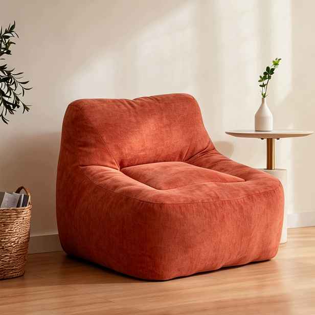 Pohovka-sáček do obývacího pokoje, pohovka typu beanbag, nevyžaduje montáž, oranžová