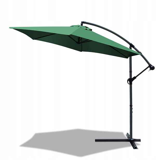 Zahradní slunečník Vounot 300 cm zelený, velký, odolný, nastavitelný
