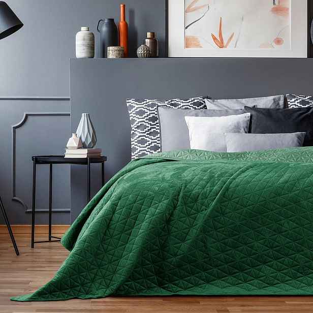Zelený přehoz přes postel AmeliaHome Laila Jade, 220 x 240 cm