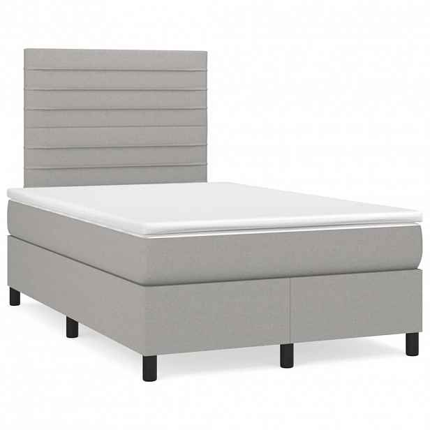 vidaXL Box spring postel s matrací světle šedá 120 x 200 cm textil