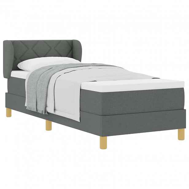 vidaXL Postel s boxspringem s čelo Tmavě šedá 80 x 200 cm textil