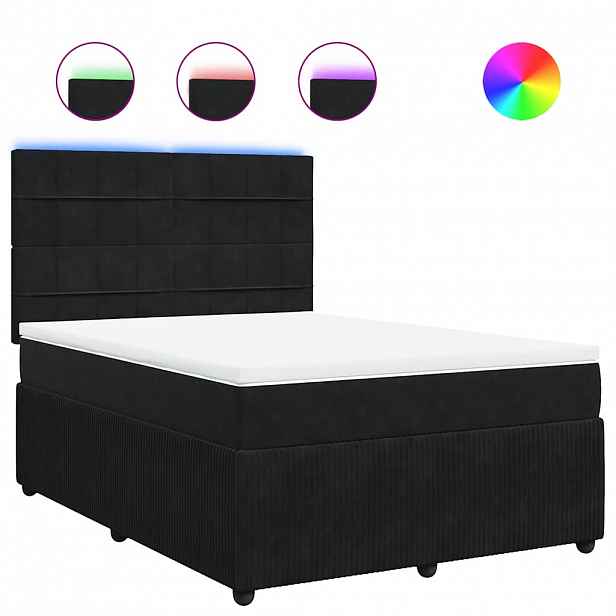 vidaXL Box spring postel s matrací černá 140 x 190 cm samet