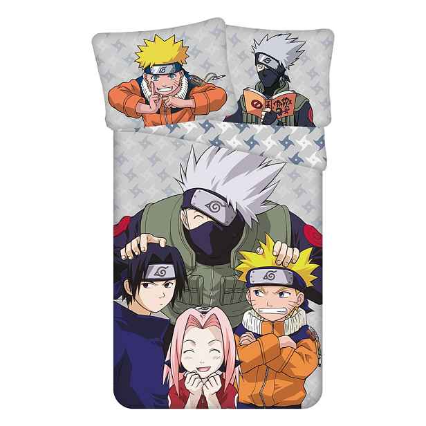 Bavlněné dětské povlečení na jednolůžko 140x200 cm Naruto "Grey" – Jerry Fabrics