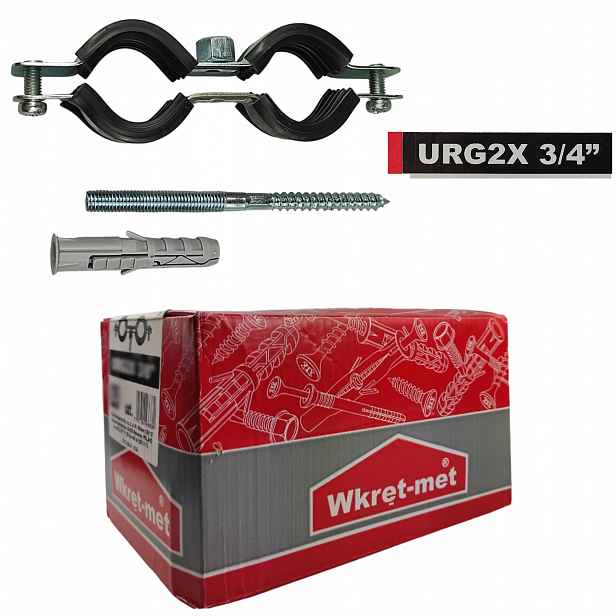 Dvojitý držák trubek s gumovou vložkou Urg 2x3/4" 25 Ks